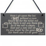 Humorous Sit Upon The Loo Chic Bathroom Door Toilet Sign Loo Art