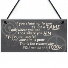 Funny Stand Up To Pee Vintage Bathroom Door Toilet Wall Sign Art