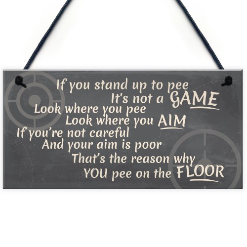 Funny Stand Up To Pee Vintage Bathroom Door Toilet Wall Sign Art