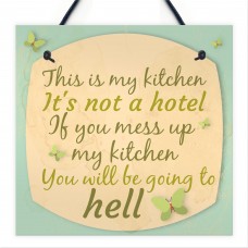 Shabby Chic Humorous This Is My Kitchen Plaque Wall Vintage Sign