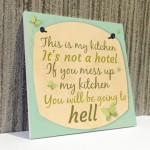 Shabby Chic Humorous This Is My Kitchen Plaque Wall Vintage Sign