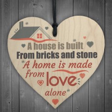 Home Made Of Love Wooden Hanging Heart House Warming Gift Sign