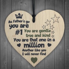 One In A Million Fathers Day Wooden Hanging Wall Heart Sign Gift