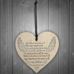Father Is My Hero Memorial Wooden Hanging Heart Plaque Sign