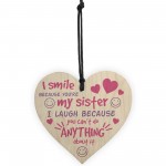 Sister Shabby Chic Gift Wooden Hanging Heart Plaque Love Sign