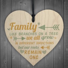 Family Remain One House Warming Wooden Hanging Heart Sign Gift