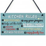 Funny Rustic Kitchen House Rules Hanging Wall Plaque Sign Gift 