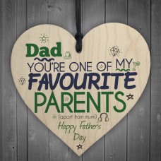 Favourite Parent Wooden Hanging Heart Sign FATHERS DAY Gift 