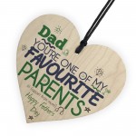 Favourite Parent Wooden Hanging Heart Sign FATHERS DAY Gift 