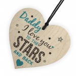 Stars And Back Fathers Day Dad Daddy Wooden Heart Sign Gift