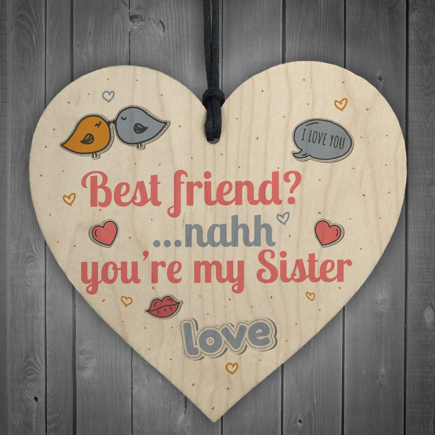 THANK YOU Best FRIEND Sister Gifts Heart Christmas Friendship Gift Bir –  signspop