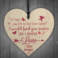 Love You Longer Anniversary Gift Friends Wooden Heart Plaques