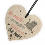 Cute Funny CAT Gift Idea Animal Lover Wooden Hanging Heart Sign 