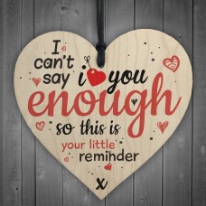 Love Enough Wooden Hanging Heart Anniversary Family Sign Gifts