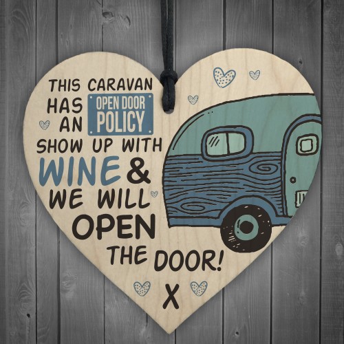 Caravan Open Door Wooden Hanging Plaque Shabby Chic Sign Gifts