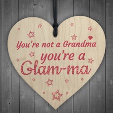 Glam-ma Wood Heart Sign NANNY NAN GRANNY GRAN Keepsake Gift