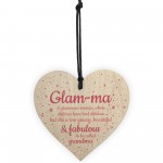 Glam-ma Wood Heart Sign NANNY NAN GRANNY GRAN Keepsake Gift
