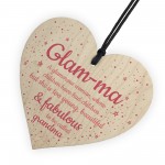 Glam-ma Wood Heart Sign NANNY NAN GRANNY GRAN Keepsake Gift