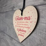 Glam-ma Wood Heart Sign NANNY NAN GRANNY GRAN Keepsake Gift