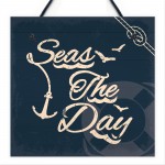 Seas The Day Nautical Seaside Bathroom Toilet Sign Shabby Chic