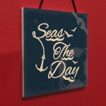 Seas The Day Nautical Seaside Bathroom Toilet Sign Shabby Chic