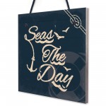 Seas The Day Nautical Seaside Bathroom Toilet Sign Shabby Chic