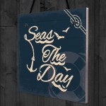 Seas The Day Nautical Seaside Bathroom Toilet Sign Shabby Chic