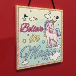 Believe In Magic Unicorn Wall Girls Bedroom Quotes Plaque Signs