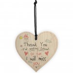 Teacher Leaving Thank You Gift Wood Heart Sign End of Term