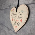 Teacher Leaving Thank You Gift Wood Heart Sign End of Term