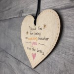 Teacher Leaving Gift Wooden Heart Plaque End of Term Thank You