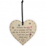 Teacher Leaving Gift Wood Heart Term End Present Thank You Sign