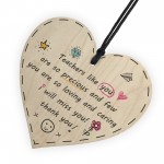 Teacher Leaving Gift Wood Heart Term End Present Thank You Sign