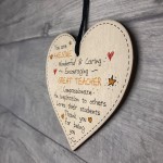 Great Teacher Leaving Nursery Wooden Heart Preschool Thank You