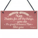Nan Love You All Hanging Plaque Nanny Grandma Birthday Gift SIGN