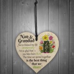 Nan and Grandad Time We Share Wood Hanging Heart Grandparents 