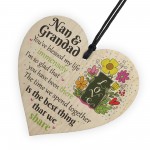 Nan and Grandad Time We Share Wood Hanging Heart Grandparents 