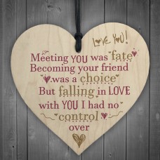 Meeting You Was Fate Wood Heart Sign Friendship Anniversary Gift