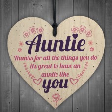 Aunties Like YOU Present Wooden Heart Sign Friendship Love Gift