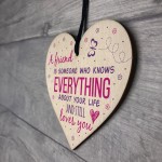 Friends Know Everything Wooden Heart Friendship Plaque Sign Gift