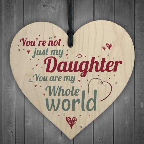 My Whole World Hanging Heart Plaque Mum Dad Daughter Love Gift