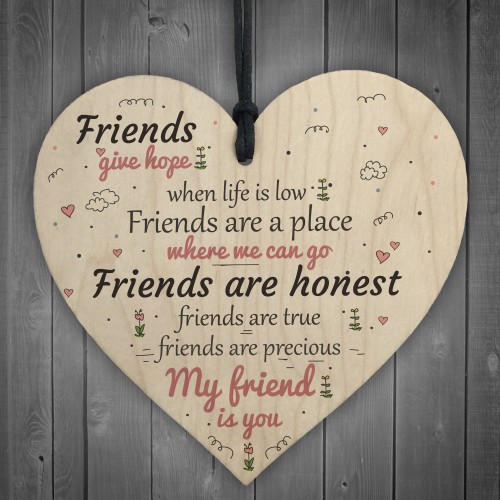 My Friend Is You Wooden Hanging Heart Friendship Birthday GIFTS