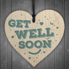 Get Well Soon Thinking of You Love Gift Wooden Heart Sign Plaque