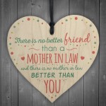 Mother In Law Hanging Heart Friendship Birthday Gift Thanks Sign