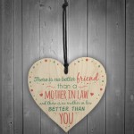 Mother In Law Hanging Heart Friendship Birthday Gift Thanks Sign