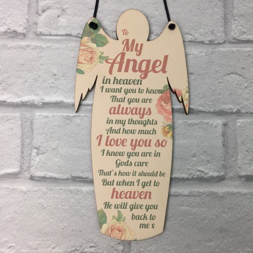 My Angel Grave Wooden Angel Plaque Loving Memory Mum Dad Nan