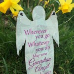 Guardian Grave Wooden Angel Plaque Loving Memory Mum Dad Nan