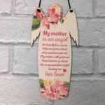 Mother Is An Angel Grave Hanging Wooden Angel Plaque Memory Sign