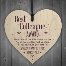 Best Colleague Award Hanging Heart Plaque Work Friendship Thanks