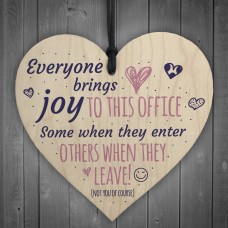 Bring Joy To The Office Novelty Wooden Heart Leaving Gift Plaque